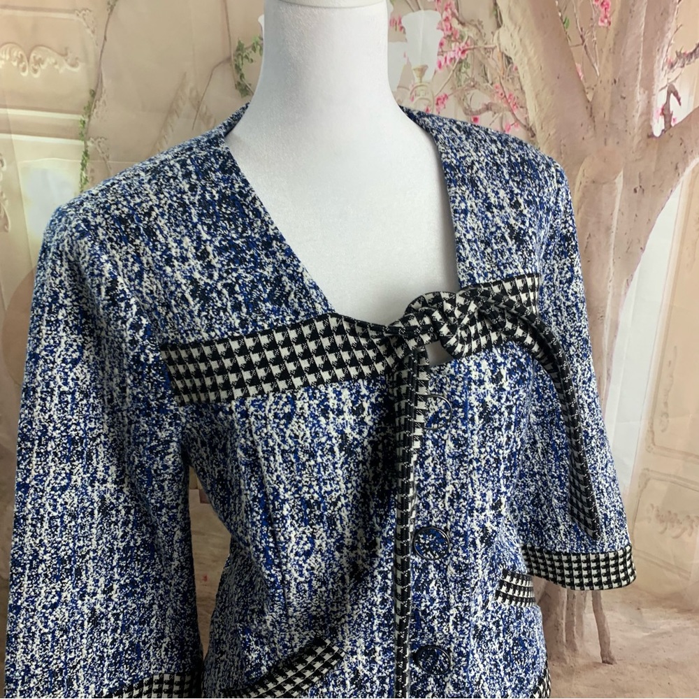 CAbi 21 Club Blue Black Tweed Jacket Blazer - Picture 5 of 10